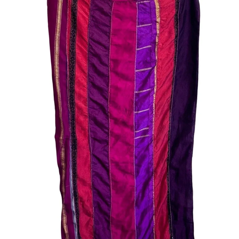 Striped Colorful 100% Silk Scarf‎ Wrap Shawl Embroidered 68X18 One Size India